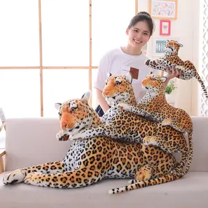 Venta caliente juguetes de peluche de animales salvajes realistas juguetes de animales de peluche artificiales juguetes de peluche de leopardo simulado para niñas