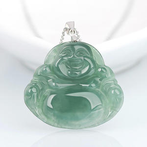Colgante de Jadeíta Natural de Myanmar con Buda, Plata S925, Budismo, UNISEX, Estilo Chino, Regalo con Certificado de Tasación D019 - Product Image 1
