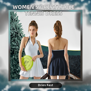 Women's One Piece Tennis Dress Breathable Halter Neck Outdoor Sports Clothing with Front Logo Wholesale <b>Unisex</b> tennis apparel - Product Image 2