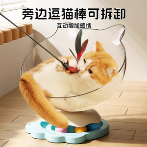 Jouet à bille rotative pour chat avec plumes, fonctionnement manuel, anti-ennui pour chats et chatons, utilisation toute saison - Product Image 3
