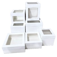 Boîte cadeau blanche personnalisée pour boulangerie avec fenêtre transparente, boîtes d'emballage à bords festonnés et droits pour gâteaux, biscuits et desserts