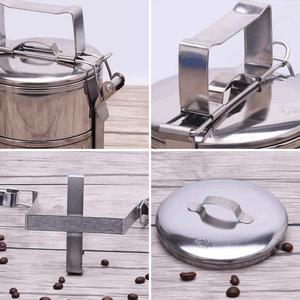 Stainless Steel Food Container Double Layer Airtight Spill Proof <b>Lunch</b> <b>Box</b> Cylinder Shape Solid Color - Product Image 2