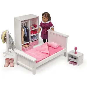 娃娃床公主大学宿舍带床上用品18英寸娃娃阁楼床适合美国女孩定制娃娃家具