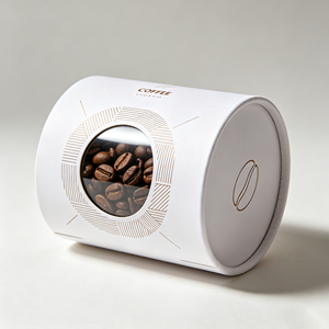 Boîte cylindrique en papier écologique avec fenêtre transparente, tube en papier recyclable pour l'emballage des grains de café, pour la vente en gros de café. - Product Image 1
