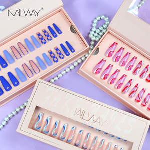 Lujo reutilizable al por mayor bailarina/ataúd largo 24 piezas acrílico hecho a mano prensa en las uñas con diamante - Product Image 2