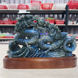 Sculture di Draghi in Labradorite Naturale, Nuovo Stile, Sculture Lucide di Alta Qualità, Marca YINGLAI, Pietra Naturale Levigata con Proprietà Curative - Product Image 1