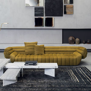 Canapé pour quatre personnes de style italien moderne pour salon, ensemble de canapés en tissu velours de style nordique - Product Image 1