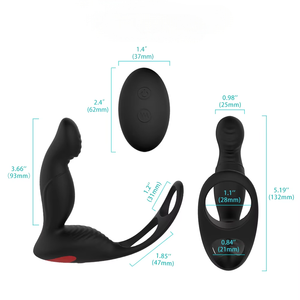 3 In 1 titreşimli halka prostat masaj aleti silikon Anal boncuk Penis halkası 9 desenler uzaktan erkekler çift şarj edilebilir yetişkin oyuncak - Product Image 6