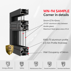 DERCHI NFRC AS2047 Hurricane Impact Window Insulation Triple Double Glazed Energy Efficient Aluminum Casement Glass windows - Product Image 4