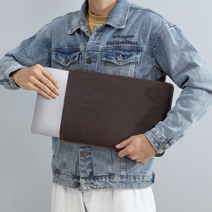 AIGUONIU New Vintage 13 \ "<span class=keywords><strong>14</strong></span> \" Inch <span class=keywords><strong>Macbook</strong></span> <span class=keywords><strong>Pro</strong></span> Housse pour ordinateur portable en cuir de vachette véritable <span class=keywords><strong>Pochette</strong></span> Sac en cuir de vachette élégant - Product Image 4