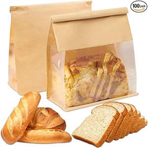 Bolsas de pan de papel Kraft de alta resistencia con bloqueo de lengüeta de lazo de estaño, con ventana frontal transparente, bolsa de tratamiento de embalaje de almacenamiento para panadería C - Product Image 2