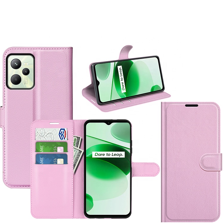 Coque Portefeuille Pour Realme C35 – étui Flip Cuir Noir Avec Rabat Et Pochette Cartes