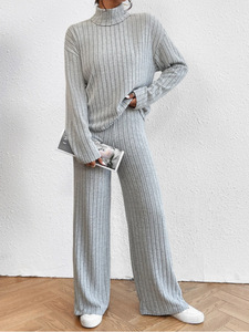 Maglione Pullover invernale da <span class=keywords><strong>donna</strong></span> con collo alto Casual lavorato a costine in <span class=keywords><strong>maglia</strong></span> a tinta unita Spandex in Spandex taglia L XL modello da <span class=keywords><strong>donna</strong></span> - Product Image 2