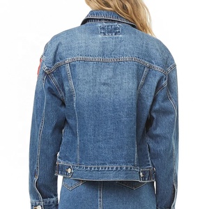 Haute qualité rayure personnalisé <span class=keywords><strong>veste</strong></span> <span class=keywords><strong>en</strong></span> <span class=keywords><strong>jean</strong></span> pour les femmes - Product Image 3