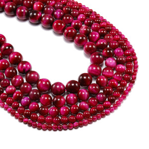 Perles rondes en œil de tigre rouge naturel pour la fabrication de bijoux, 10mm, 15mm, 20mm, vente en gros - Product Image 1