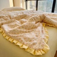 Ensemble de draps de lit de conception d'impression de gaze double couche personnalisé en usine 100% couette