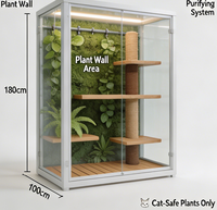 Aire de jeu interactive pour chat Capsule Spatiale - Arbre à chat carré tout-en-un avec toboggan et tunnel, structure d'escalade 3-en-1 et bac à litière fermé pour animaux de compagnie