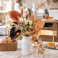 CF02050 Faux Phalaenopsis Calla Lily Anthurium Tulip Bouquet de café léger en cascade pour anniversaire de cérémonie de mariage