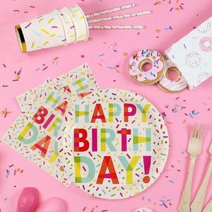 DAMAI joyeux <span class=keywords><strong>anniversaire</strong></span> fête vaisselle jetable assiette en papier tasse 1er <span class=keywords><strong>anniversaire</strong></span> fête décoration enfants bébé douche vaisselle - Product Image 2