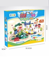 Jouets pour enfants, 108 pièces, train en bois, ensemble de rails, accessoires de gare, pont, modèle ferroviaire, jouets éducatifs