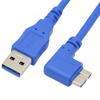 Câble de disque dur Micro BM vers USB 3.0 AM à angle droit de 90 degrés pour microphone/haut-parleur avec gaine en PVC