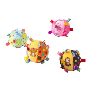 Hot Selling OEM/ODM Dog Monkey Angel Cat Pattern Activity Play Mate Toys With Sound Baby Rattle Ball Plush Toys
