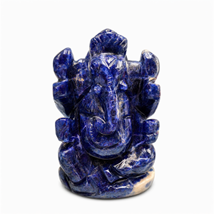 Offrez un Ganesha - Sculpture artisanale de Ganesha en Sodalite - Idole/Murti en Cristaux et Pierres Précieuses - Reiki/Chakra/Thérapie - 3,5 pouces - Product Image 2