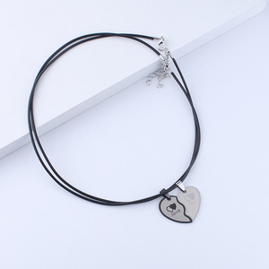Logotipo personalizado joyería de moda de acero inoxidable corazón espada rompecabezas pareja colgante collar chapado en oro con <span class=keywords><strong>amistad</strong></span> grabado - Product Image 2