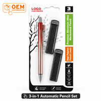 Lot de crayons automatiques 3-en-1 en gros d'usine, mine 0,5 mm 2B, mines en graphite polymère haute résistance, outils d'écriture anti-casse