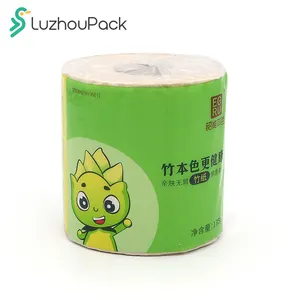 LuzhouPack ECRU customized bamboo tissue virgin pulp toilet printed roll tissue paper custom toilet paper