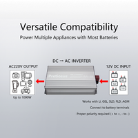 Pretiosus Inverter IP65 1000W Gelombang Sinus Murni Pengisi Daya Pompa Air Inverter 12/24V DC/AC 110/120V Inverter Charger