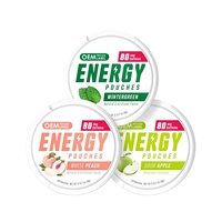 Pouch Energi Nol Kalori OEM, Pouch Nootropik, Pouch Kafein Alami 80mg, Suplemen dengan Vitamin B untuk Fokus dan Olahraga