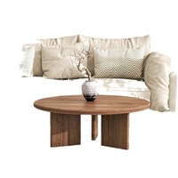 Table d'appoint de style nordique DISHI, table basse ronde en bois massif de frêne, meubles pour salon, usage hôtelier, en pin