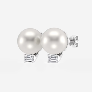 Boucles d'oreilles clous de luxe en perles de culture d'eau douce de 9,5 à 10,0 mm et diamants de laboratoire de 0,5 carat avec une élégance intemporelle et une équité éthique - Product Image 6