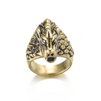 Bague pour homme de style rétro hip-hop et dominant, avec grande face d'animal élaborée, fabriquée à Guangzhou