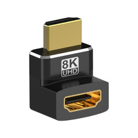 Adaptador hdmi 8K macho a hembra 90 270, ángulo recto, chapado en oro hembra a hembra 2,1, convertidor HDMI