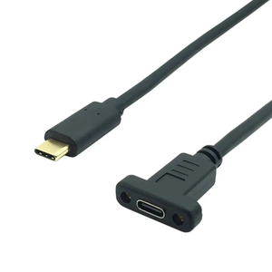 10Gbps 100W 5A PD 4K USB-C USB 3.1ชนิด C 90องศา<span class=keywords><strong>สาย</strong></span>ข้อมูลการต่อขยายมุมขวาตัวผู้ถึงตัวเมียพร้อมรูสกรูยึดแผง - Product Image 2