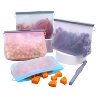 2 formes de produits de cuisine écologiques Sacs de congélation en silicone réutilisables de qualité alimentaire Sac de rangement en silicone à fermeture éclair pour la maison