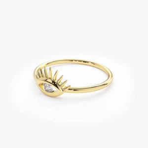 Anillo de Oro Rosa Sólido de 14k con Diamante de Corte Brillante de 0.08 CT para Mujer, Diseño de Ojo Turco, Bañado en Rodio, Certificado, Étnico, Bajo MOQ, Diamante VS - Product Image 1
