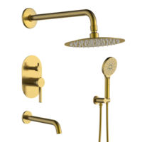 Ensemble de douche mural thermostatique en laiton noir mat à 3 voies avec cascade, design personnalisé, pour salle de bain