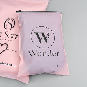 Sacs en plastique transparents roses avec fermeture éclair, personnalisables avec logo, pour vêtements (jeans, t-shirts), emballage de vêtements - Product Image 3