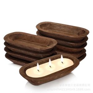 ถาดไม้รูปวงรีสำหรับวางเทียนตกแต่งบ้าน - Product Image 3