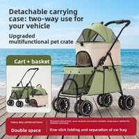 Poussette double couche en métal pour animaux de compagnie, légère, pliable, détachable, portable pour chats et chiens, sorties en extérieur, export transfrontalier