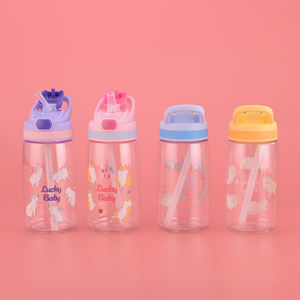 पोर्टेबल लीकप्रूफ 450 मिलीलीटर बीपा मुक्त पर्यावरण अनुकूल बच्चों के कप रचनात्मक कार्टून बच्चे प्लास्टिक पानी की सिप्पी बोतल पीछे के लिए - Product Image 2