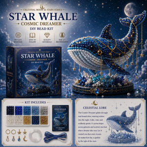 Aesthetic Celestial Guardian <b>DIY</b> Bead Craft <b>Kit</b> Easy for Moon Rabbit Swan Cat Handmade Desktop Decor Birthday Christmas Gift - Product Image 5