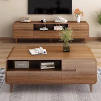 Table basse de luxe italienne, ensemble table basse et meuble TV, table basse en noyer, grande table d'appoint moderne