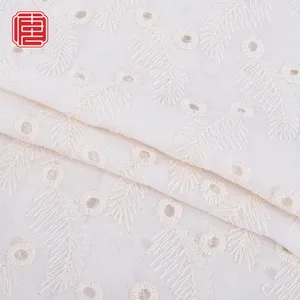 Custom Design Oem China Wholesale Indian European Price Dubai Chicken White Embroidery Flower Fabric Cotton