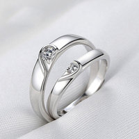 Bagues de Mariage Ajustables pour Couples Couleur Argent Ensembles d'Anneaux de Promesse Assortis Bagues d'Amour de Fiançailles pour Lui/Elle Parure de Bijoux