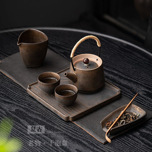 Plateau carré en céramique rétro pour thé, service à thé chinois Kung Fu, assiette de rangement pour le thé de l'après-midi - Product Image 2
