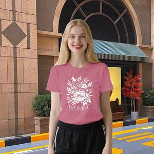 Camiseta sin mangas <span class=keywords><strong>para</strong></span> <span class=keywords><strong>mujer</strong></span> con estampado floral y versículo bíblico de Dios es bueno, diseño cristiano y adorable - Product Image 3
